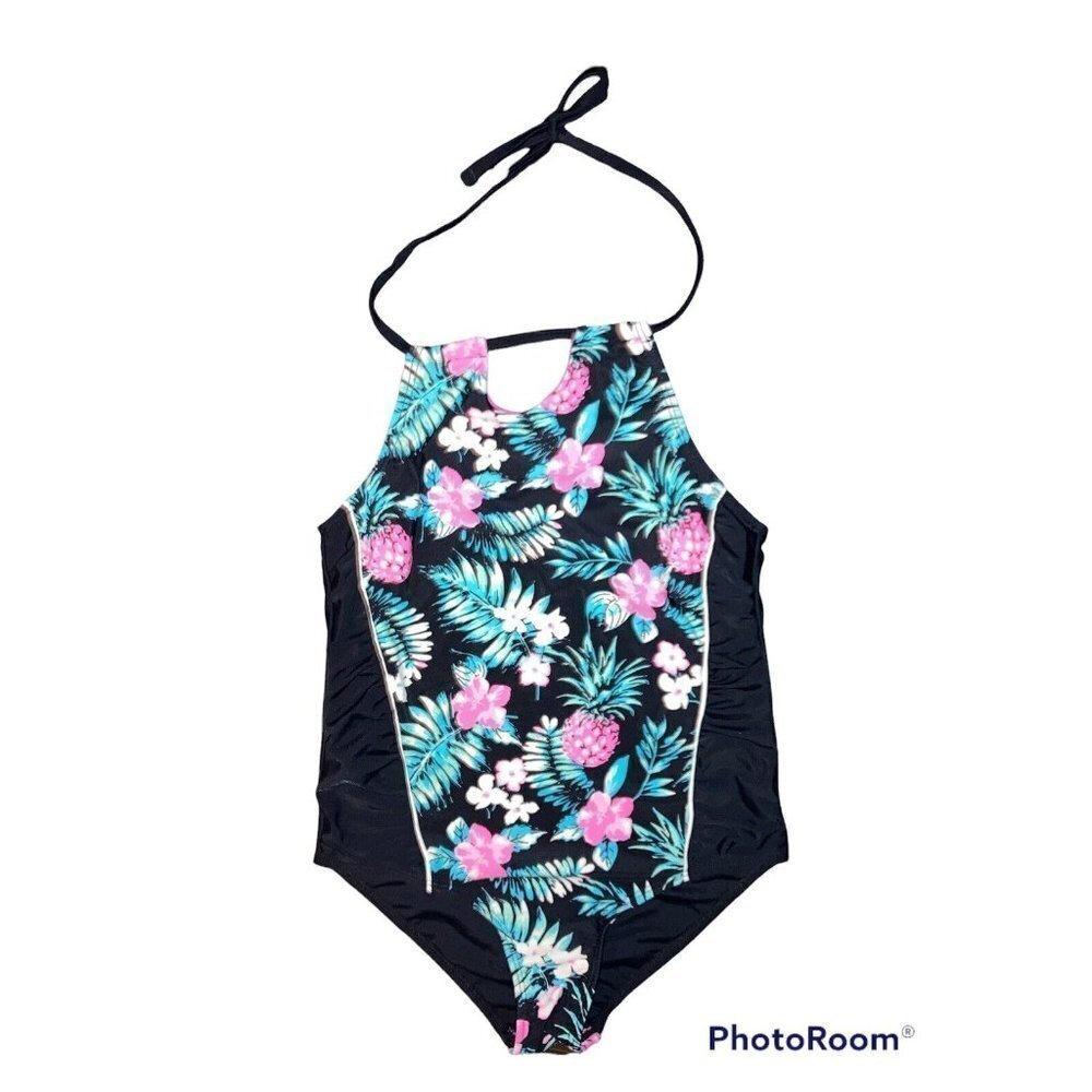 Big CHILL SWIMWEAR Girls 10 12 Tropical Floral One Piece Bathing Suit